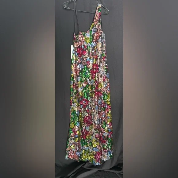 Mac Duggal 68545 NWT One Shoulder Floral Sequin Gown - Picture 5 of 7